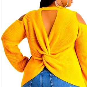 Mustard knot sweater